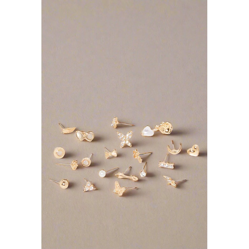 Women Gold Embellished Earring Set (20 Pairs)