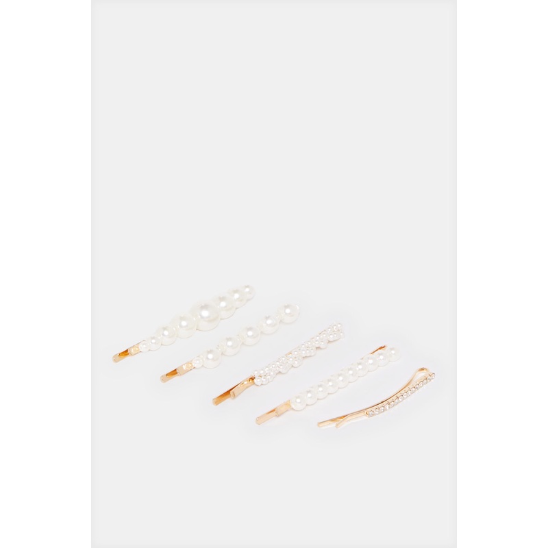 Women Gold Embellished Hair Clip Set (5 Piece)