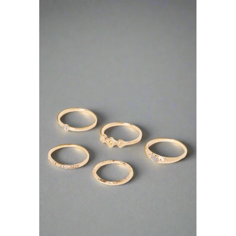 Women Gold  Embellished Ring Set (5 Piece)