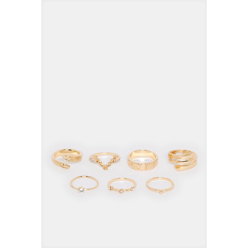 Women Gold Embellished Ring Set (7 Piece)