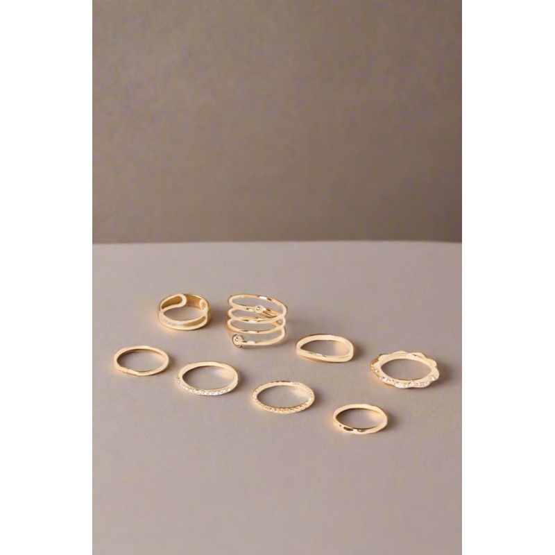 Women Gold Ring Set (8 Piece)