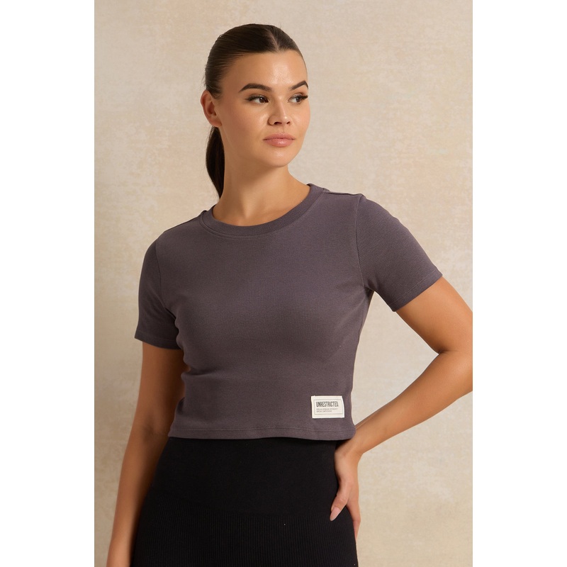 Women Grey Basic Active T-Shirt