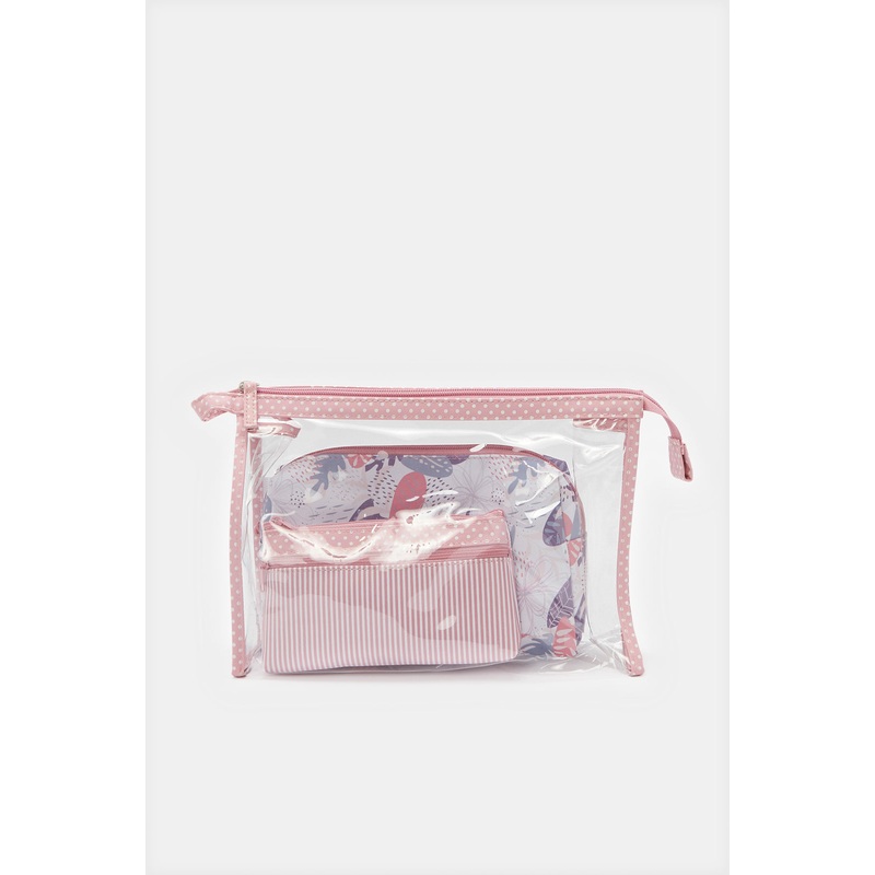 Women Pink Cosmetic Pouch  Set (3 Piece)