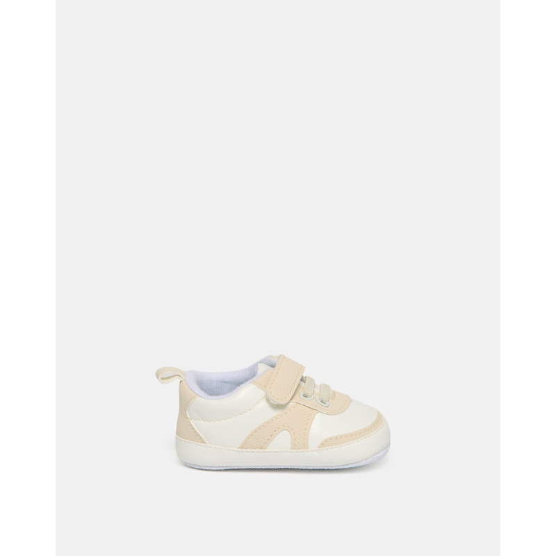 Baby Beige Material Block Pram Shoe