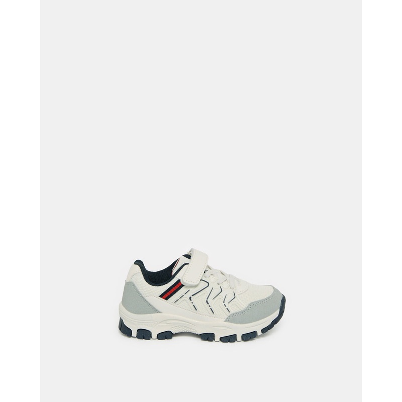 Boys White Material Block Trekker