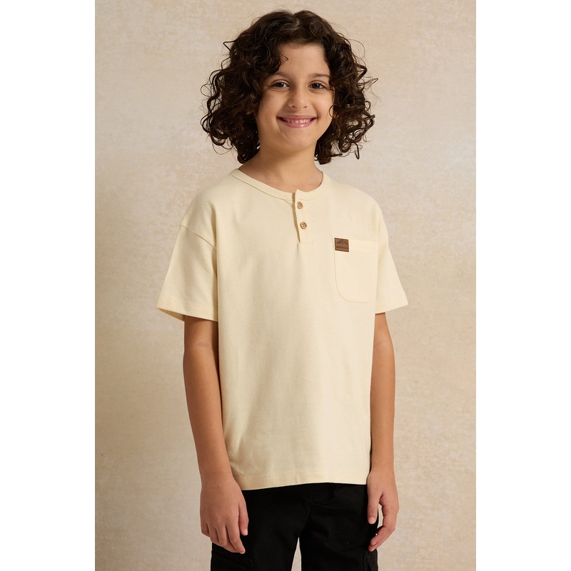 Boys Yellow Printed Short sleeve T-shirt
