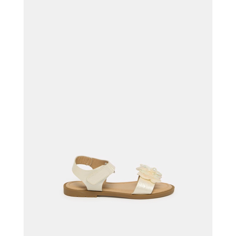 Girls Cream Bow Embellished Sandal