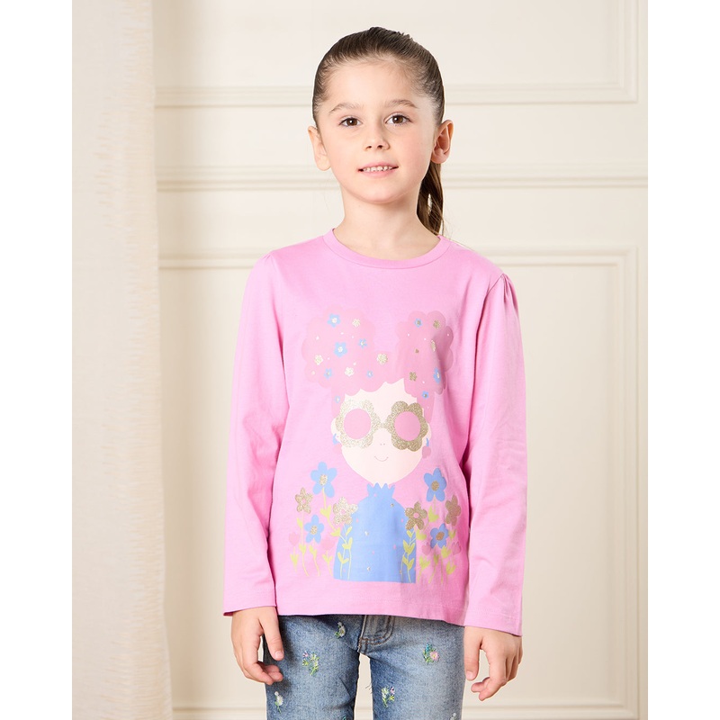 Girls Pink Printed T-Shirt|2-3 Years|3-4 Years|4-5 Years|5-6 Years|6-7 Years|7-8 Years