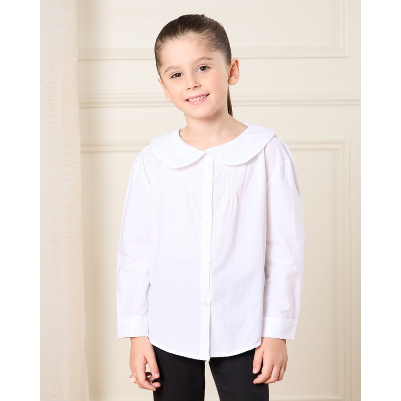 Girls White Basic Shirt Blouse