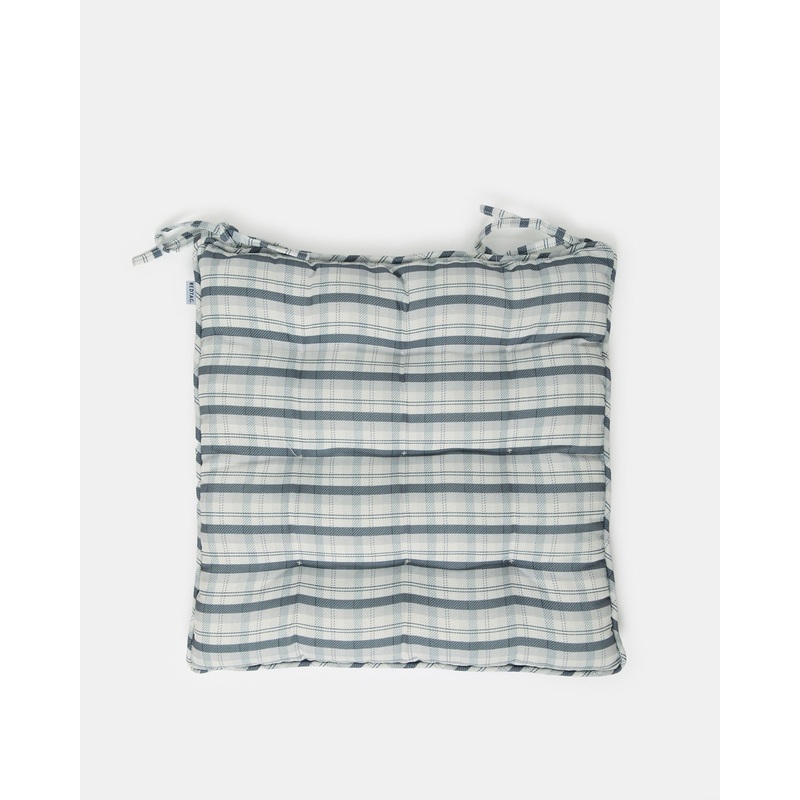Grey Check Printed Chair Pad