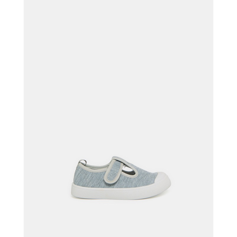 Infant Boys Grey T Bar Sneakers