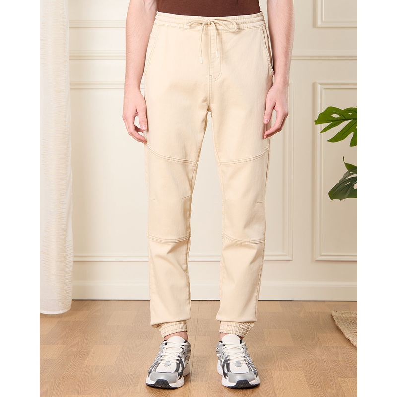 Men Beige Denim Joggers|Small|Medium|Large|X-Large|XX-Large