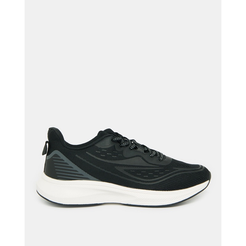 Men Black Material Block Sneakers