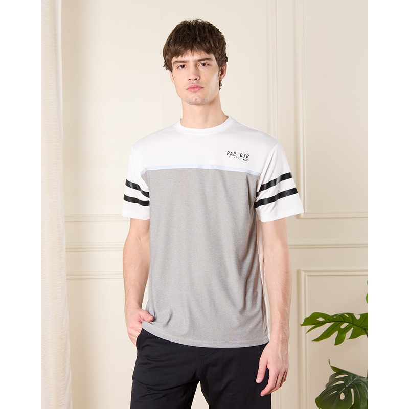 Men White And Grey Active T-Shirt