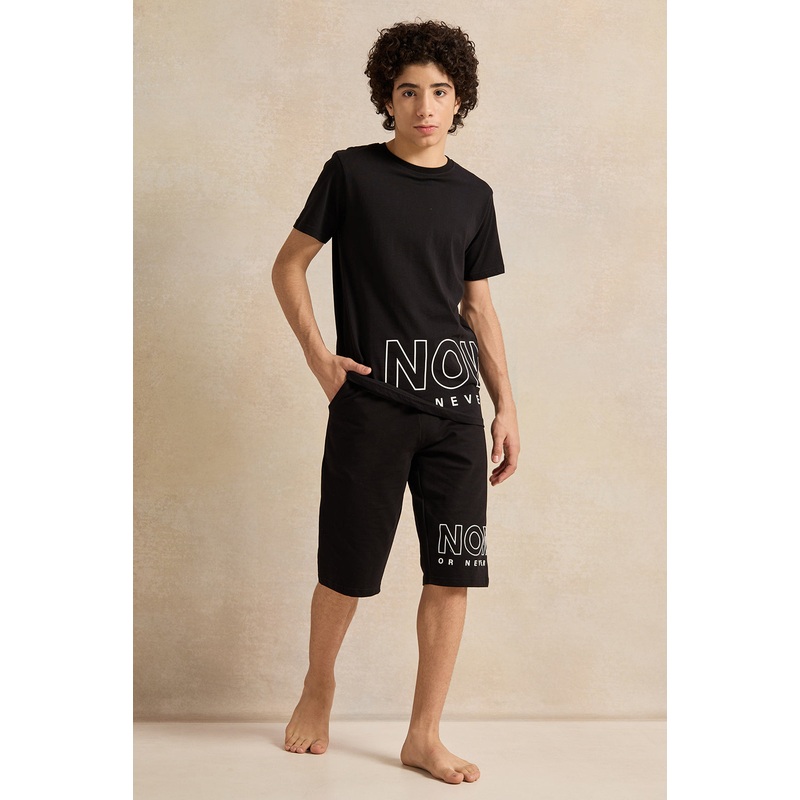 Senior Boys Black Oversize Casual Set (2 Piece)
