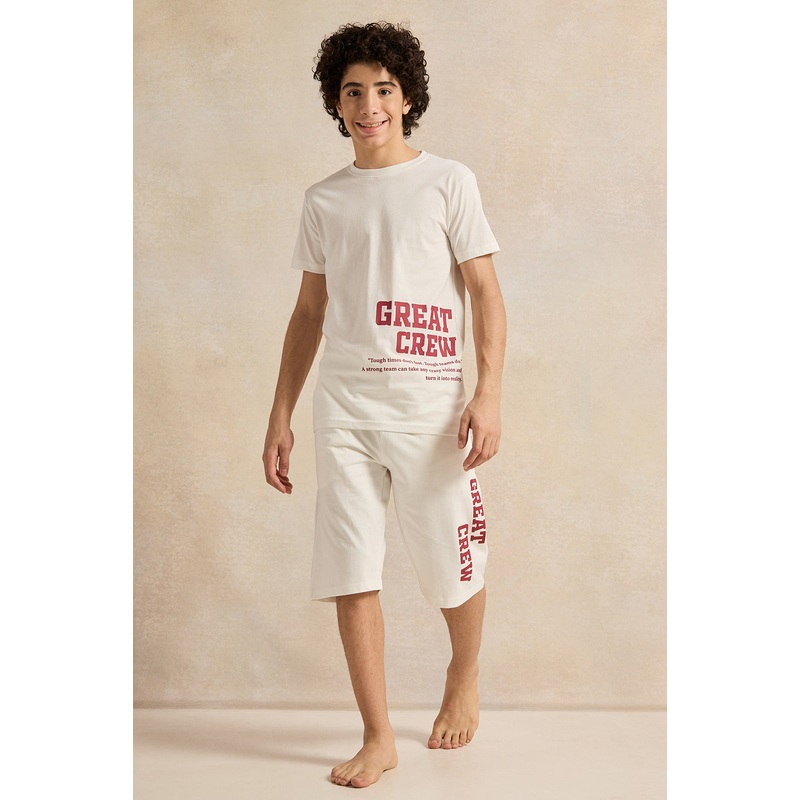 Senior Boys Ivory Oversize Casual Set(2 Piece)