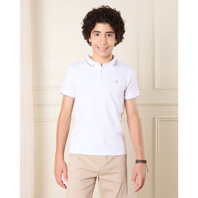 Senior Boys White Polo T-Shirt