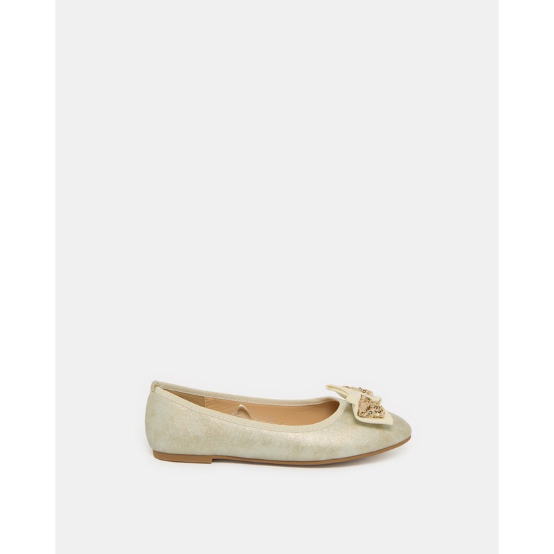 Senior Girls Gold Bow Embellished Ballerina