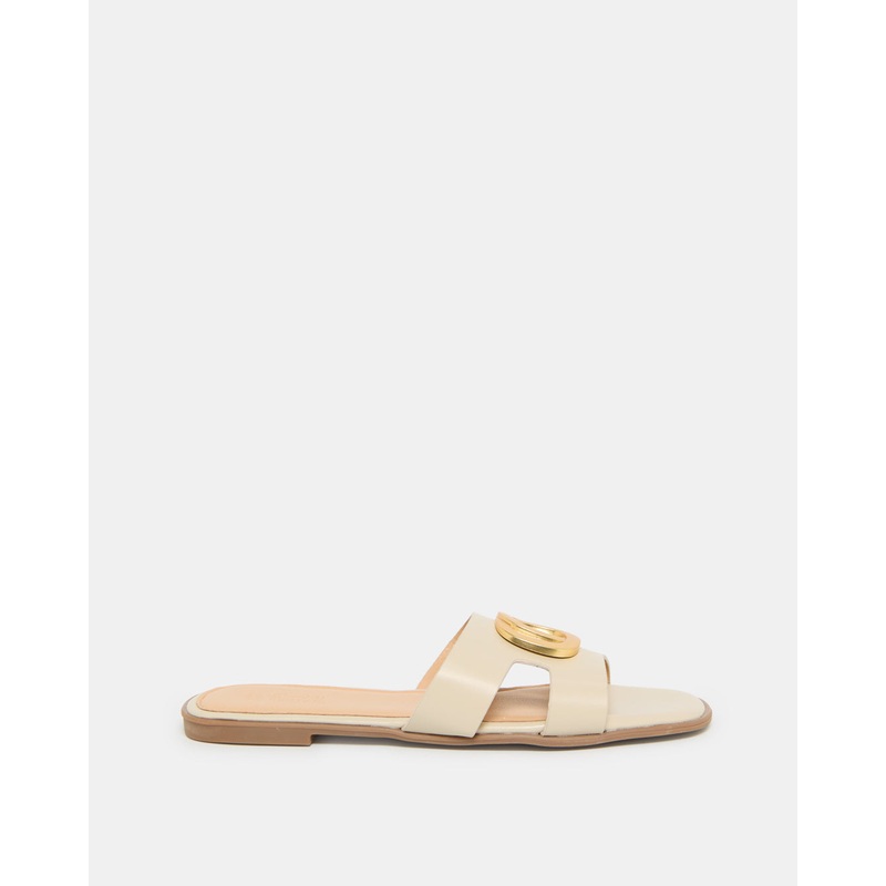 Women Beige Buckle Trim Mule|EU36|EU37|EU38|EU39|EU40|EU41