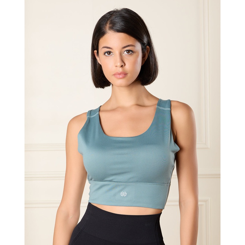 Women Green Plain Active Sports Bra