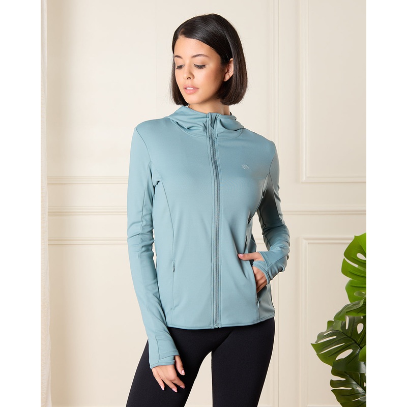 Women Green Plain Performance Active Sweatshirt