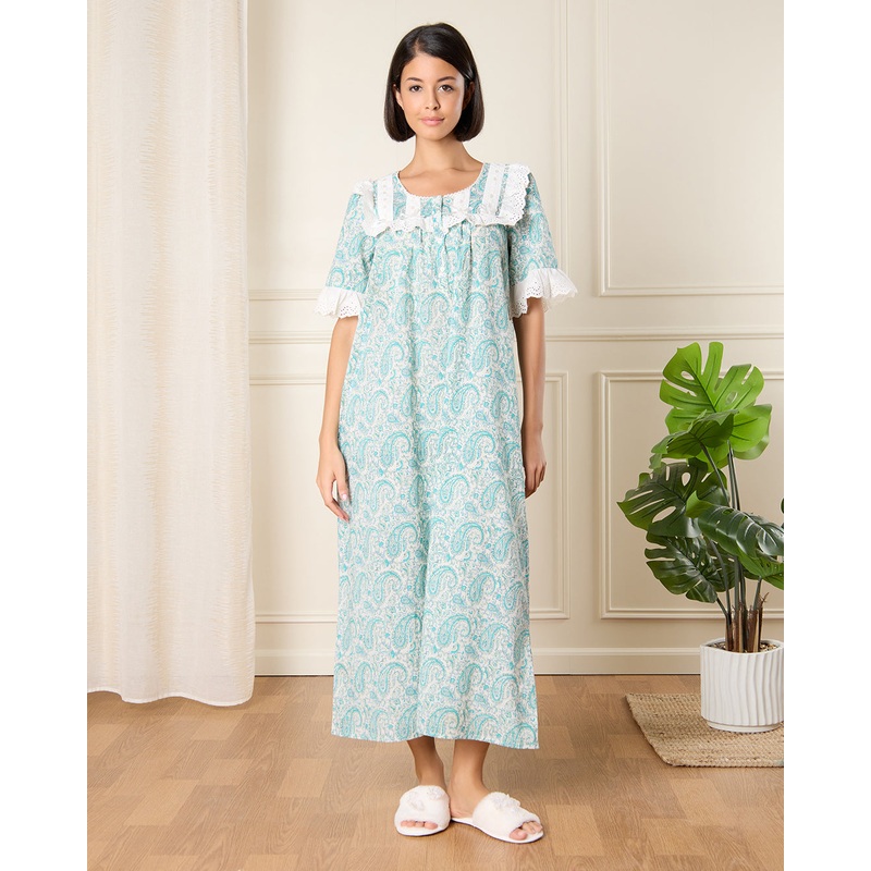 Women Ivory Printed Nightgown|UK10|UK12|UK14|UK16|UK18|UK20