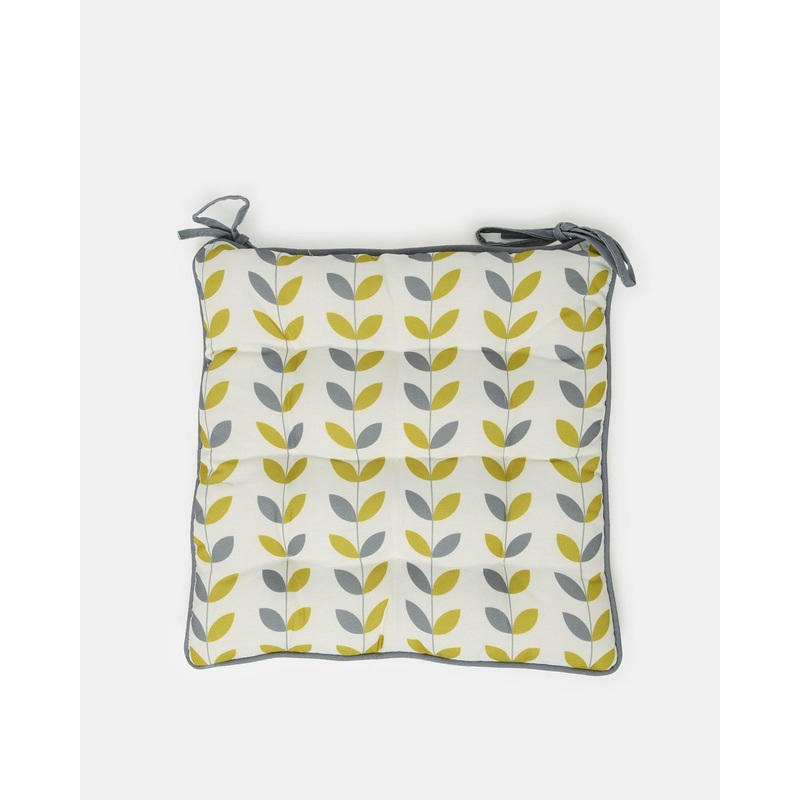 Yellow And Grey Printed Chair Pad