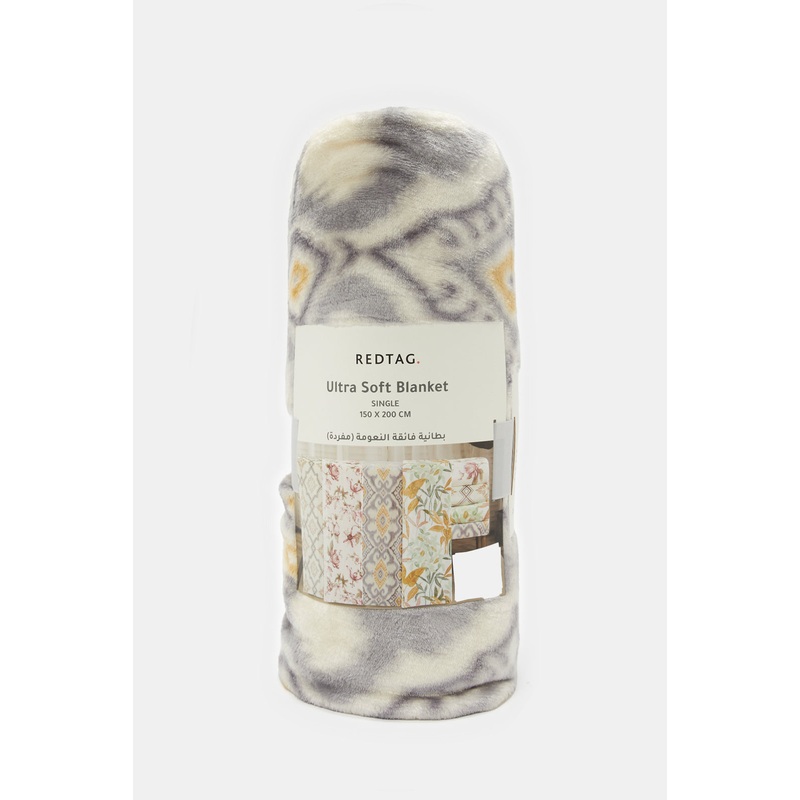 Beige Printed Flannel Blanket (Single Size)