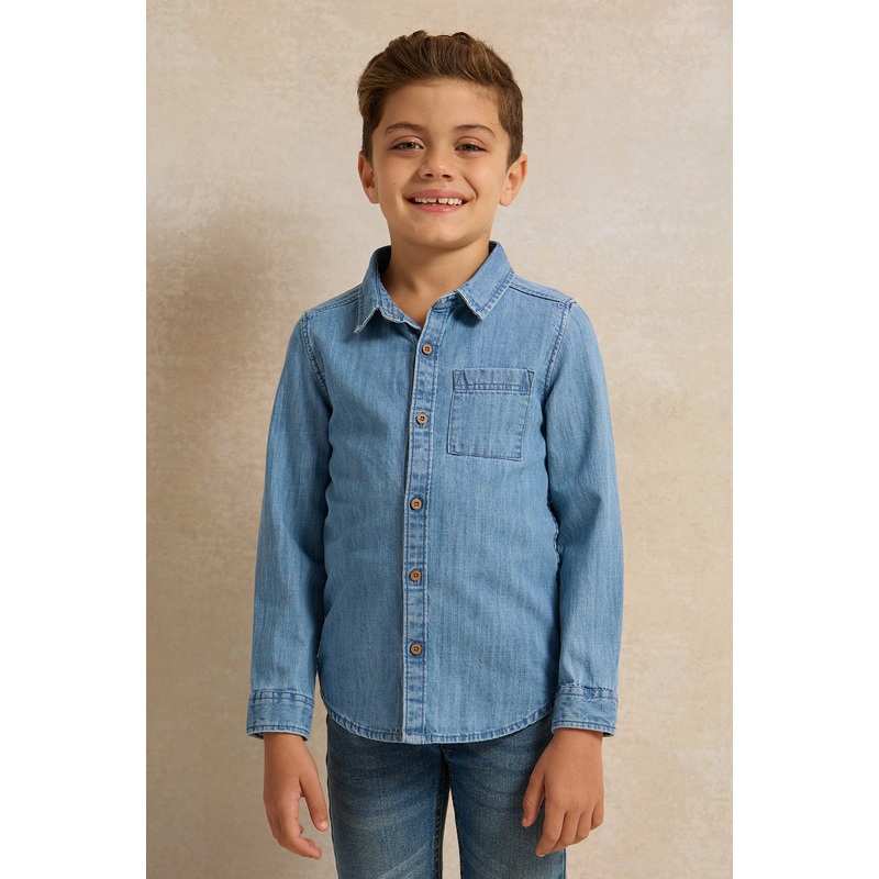 Boys Blue  Denim Long Sleeve Shirt