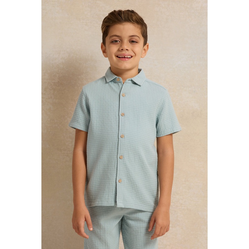 Boys Blue Jacquard Shirt|2-3 Years|3-4 Years|4-5 Years|5-6 Years|6-7 Years|7-8 Years