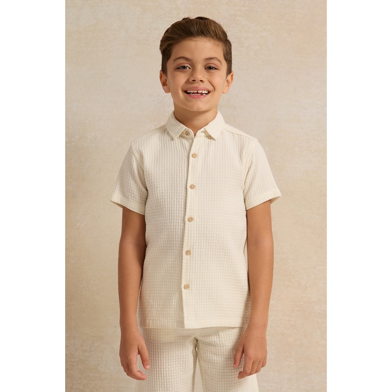 Boys Cream  Jacquard Shirt|2-3 Years|3-4 Years|4-5 Years|5-6 Years|6-7 Years|7-8 Years