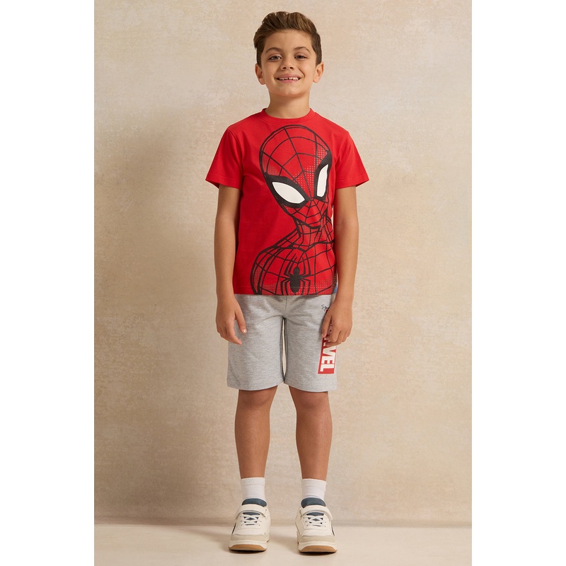 Boys Red And Grey Spiderman Casual Set(2 Piece)