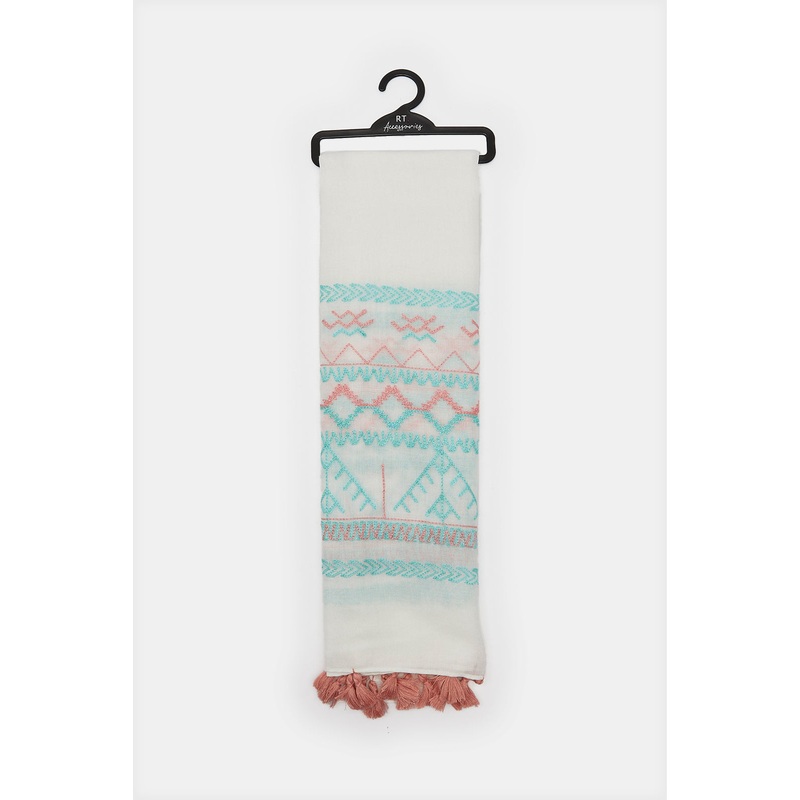 Girls Ivory Printed Scarf