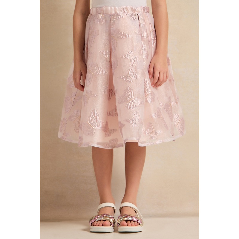 Girls Lilac Butterfly Print  Jacquard Skirt
