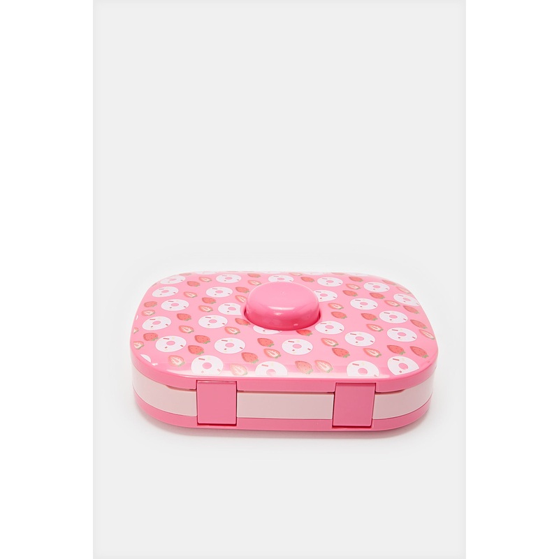 Girls Pink Strawberry Print Bento Lunch Box