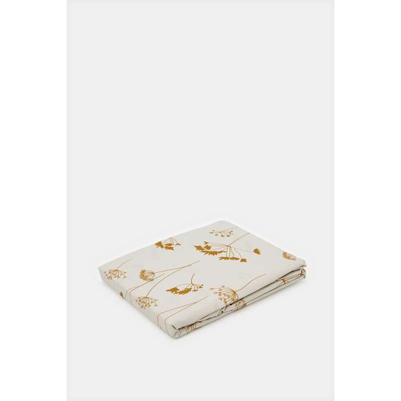 Mustard Flower Printed Fitted Sheet (Single Size)