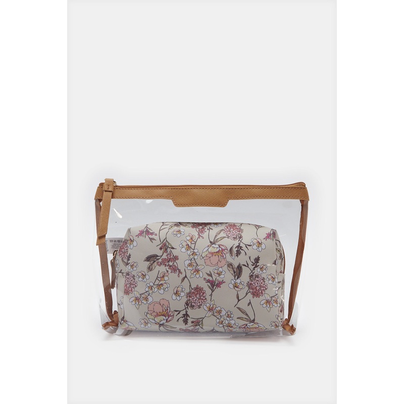 Women Assorted Printed Cosmetic Pouch Set (2 Piece)