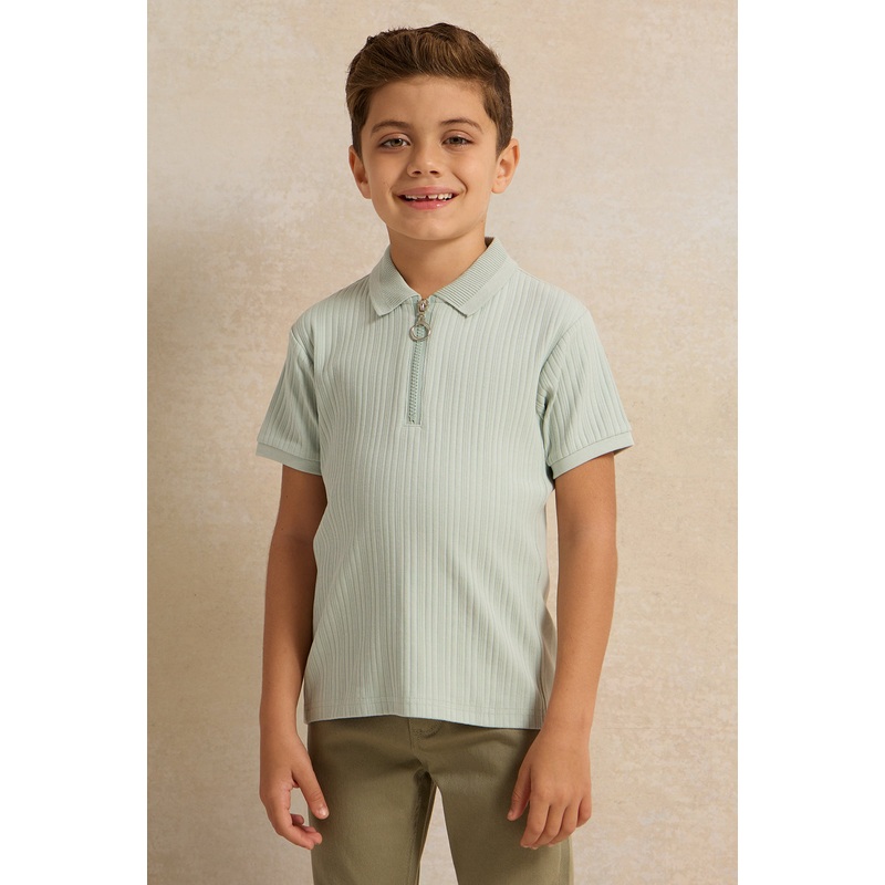 Boys Mint Textured Polo Shirt|2-3 Years|3-4 Years|4-5 Years|5-6 Years|6-7 Years|7-8 Years