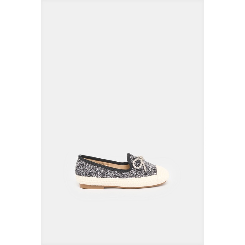 Girls Black Shimmery Espadrille