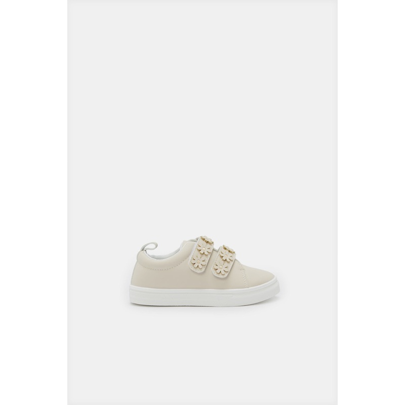 Girls Pink Floral Velcro Sneaker