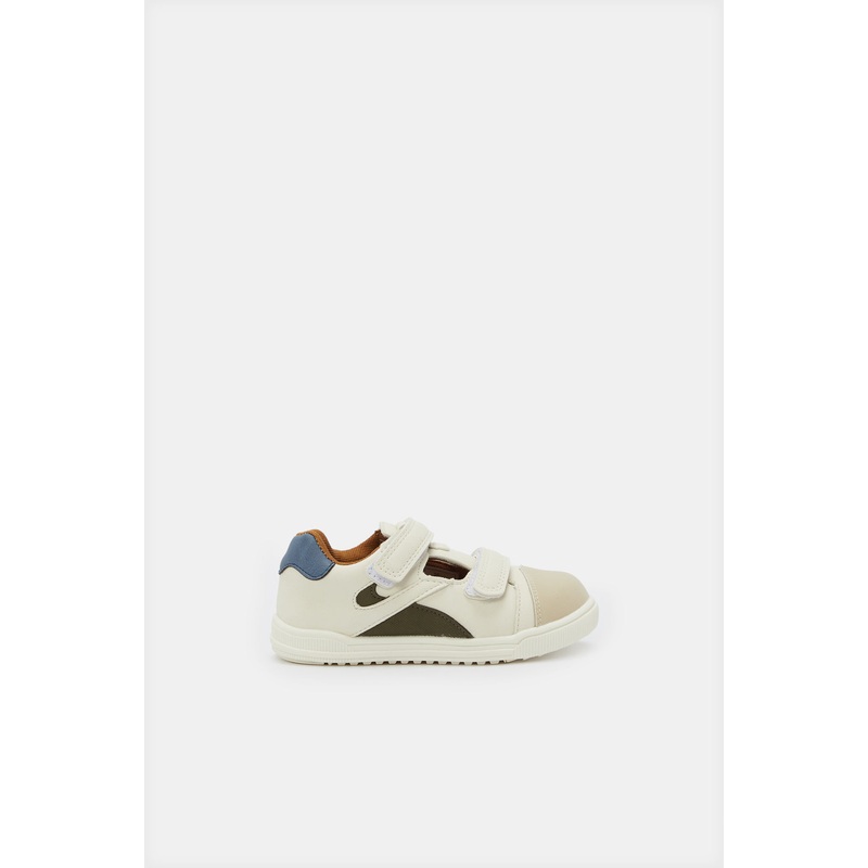 Infant Boys Beige Double Strap Sneakers