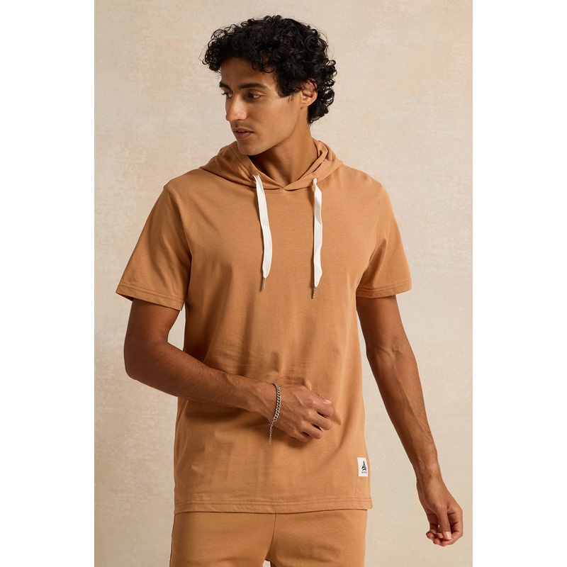 Men Beige Hooded T-Shirt|Small|Medium|Large|X-Large|XX-Large