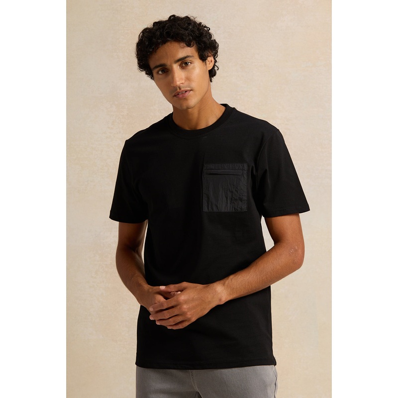 Men Black Cut And Sew T-Shirt|Small|Medium|Large|X-Large|XX-Large