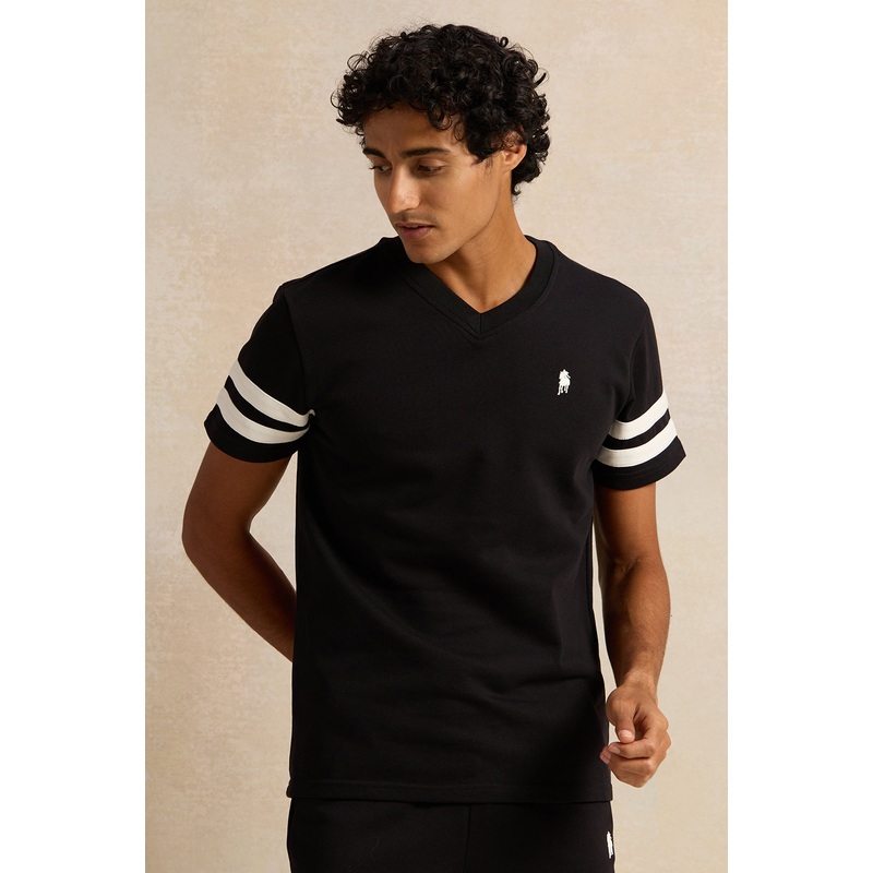Men Black Embroidered T-Shirt|Small|Medium|Large|X-Large|XX-Large