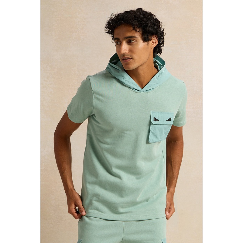 Men Teal Hooded T-Shirt|Small|Medium|Large|X-Large|XX-Large