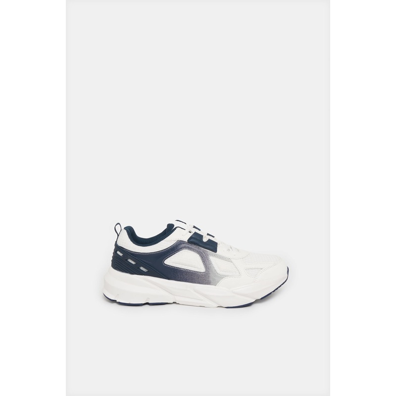 Men White Material Block Trainers