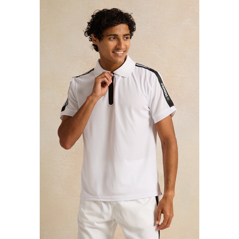 Men White Zipper Polo Shirt|Small|Medium|Large|X-Large|XX-Large