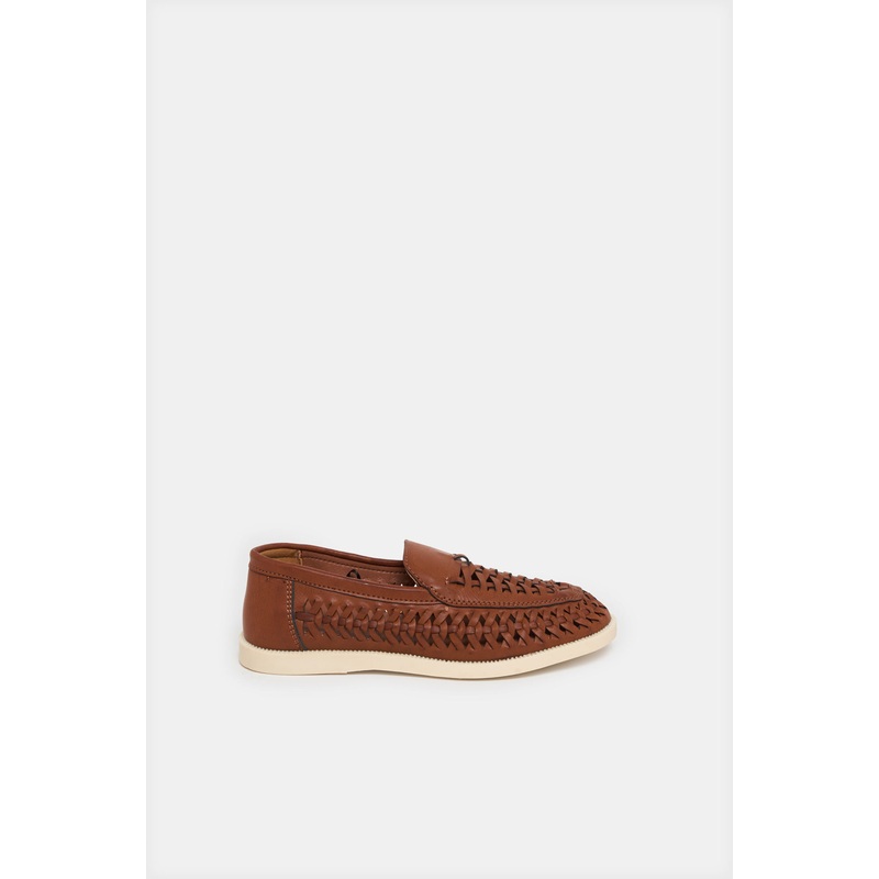 Senior Boys Brown Woven Loafers