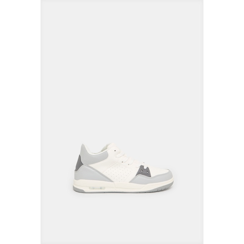 Senior Boys White Material Block High Top