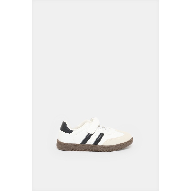 Senior Boys White Overlay Sneakers